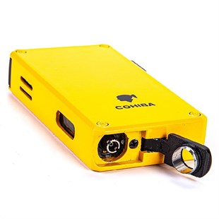 Cohiba Çakmak Kesici Küllük Sehpa Dörtlü Sarı Puro Set