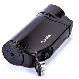 Cohiba Çakmak Kesici Küllük Sehpa Dörtlü Puro Siyah-Gunmetal Set