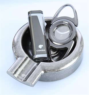 Cohiba Çakmak Kesici Küllük 3lü Puro Seti