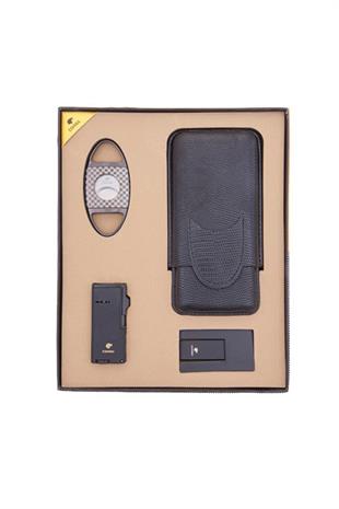 Cohiba Siyah Çakmak Kesici Kılıf Sehpa Dörtlü Puro Seti