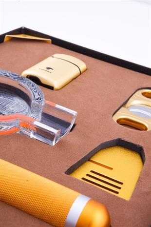 Cohiba Çakmak Kesici Puro Tutucu Masa Küllük Puro Tüpü Beşli Gold Puro Seti