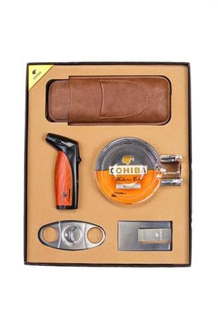 Cohiba Çakmak Kesici Küllük Kılıf Sehpa Beşli Set