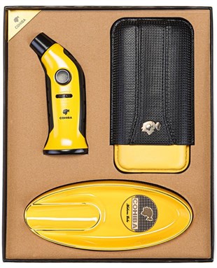 Cohiba Çakmak Kılıf Küllük Sarı Puro Seti