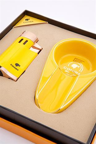 Cohiba Siyah Çakmak Küllük İkili Set