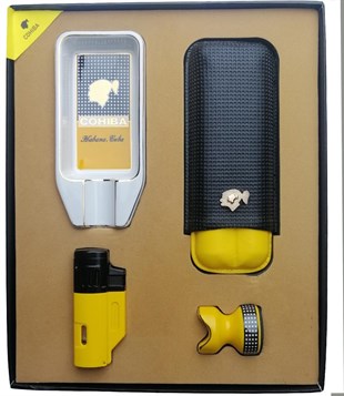 Cohiba Çakmak Tutucu Kılıf Küllük Dörtlü Puro Seti