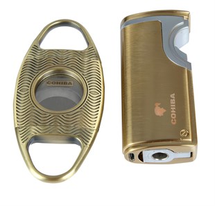 Cohiba Gold Çakmak Gold Kesici İkili Set