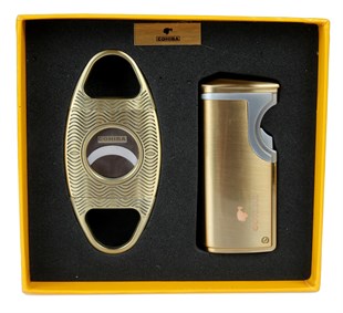 Cohiba Gold Çakmak Gold Kesici İkili Set