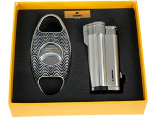 Cohiba Gümüş Çakmak Gümüş Kesici İkili Set