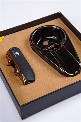 Cohiba İkili Çakmak Küllük Puro Seti
