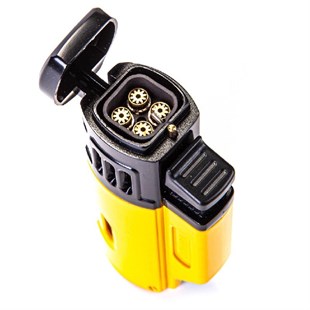 Cohiba Kılıf Çakmak Kesici Sehpa Dörtlü Sarı-Siyah Puro Set