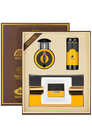 Cohiba Özel Seri Çakmak Kesici Küllük Üçlü Sarı Puro Seti