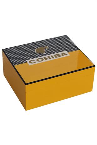 Cohiba Sarı-Karbon Desenli Puro Humidor Seti