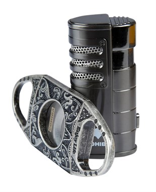 Cohiba Siyah Çakmak Siyah Kesici İkili Set