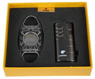 Cohiba Siyah Çakmak Siyah Kesici İkili Set