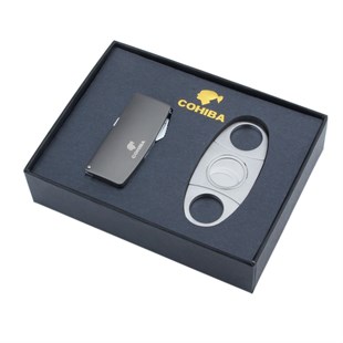 Cohiba Siyah Çakmak Silver Kesici 2li Puro Seti