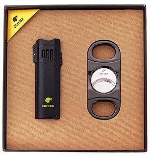 Cohiba Siyah-Gunmetal İkili Çakmak Kesici Set