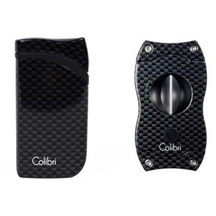 Colibri Siyah Karbon Desenli Çakmak Kesici Set