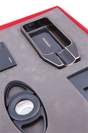 Parmida Çakmak Kesici Küllük Sehpa Dörtlü Siyah Puro Seti