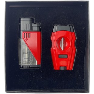 Parmida Çakmak Kesici İkili Kırmızı Puro Seti