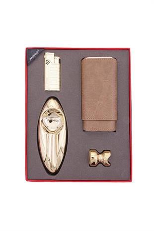 Parmida Gold Çakmak Kılıf Küllük Sehpa Dörtlü Puro Seti