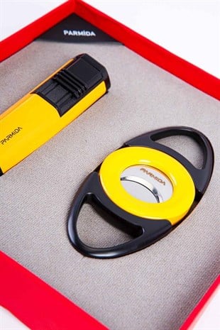 Parmida Sarı Çakmak Kesici İkili Puro Seti