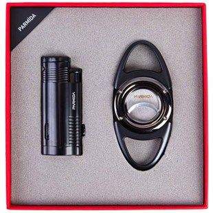 Parmida Siyah Çakmak Kesici İkili Puro Seti