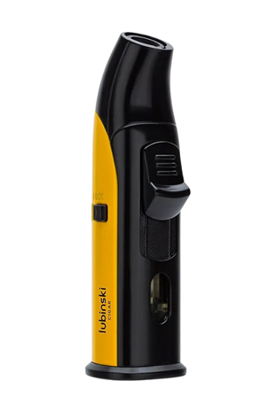 Lubinski Tek Torch Pürmüz Siyah Sarı Metal Masa Tipi Puro Çakmağı