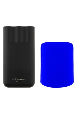 S.T. Dupont Neon Mavi-Siyah Üçlü Deri Puro Kılıfı 183416