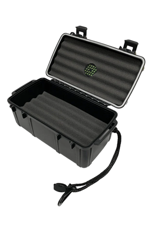 Cigar Caddy 15 Siyah Bayraklı Travel Humidor Puro Kutusu