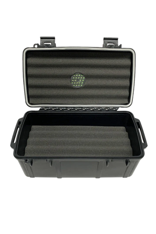Cigar Caddy 15 Siyah Bayraklı Travel Humidor Puro Kutusu
