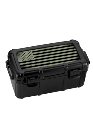 Cigar Caddy 15 Siyah Bayraklı Travel Humidor Puro Kutusu