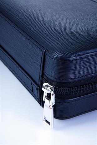 Cohiba XL Mat Siyah Dahili Çakmak Deri Puro Taşıma Çantası & Seyahat Humidoru