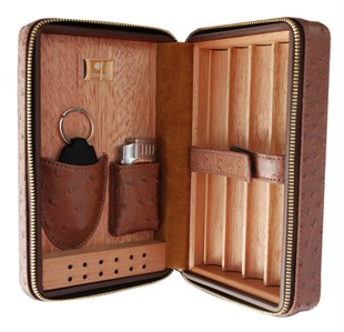 Cohiba Deri Açık Kahverengi Puro Taşıma Çantası