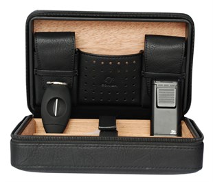 Cohiba Siyah V Kesici ve Çakmaklı Deri Puro Taşıma Çantası