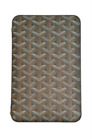 Cohiba Çakmak Kesicili Goyard Desenli Kahverengi Deri Puro Taşıma Çantası & Seyahat Humidoru