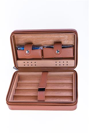 Cohiba Taba Çakmak Kesicili Deri Puro Taşıma Çantası & Seyahat Humidoru