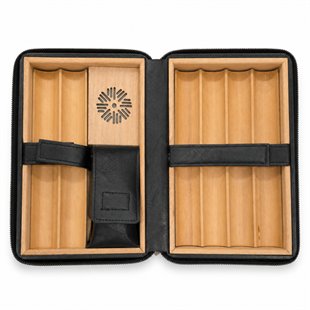 Cohiba Siyah Kesici Bölmeli Deri Puro Taşıma Çantası & Seyahat Humidoru
