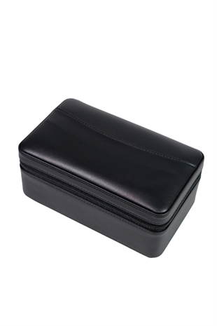 Cohiba XL Siyah Çakmak Kesicili Deri Puro Taşıma Çantası - Seyahat Humidoru