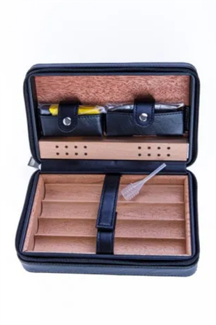 Cohiba Siyah Çakmak Kesicili Deri Puro Taşıma Çantası