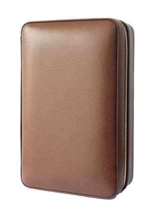 Cohiba Kahverengi Kesici ve Çakmaklı Deri Puro Taşıma Çantası