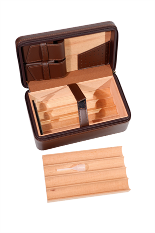 Cohiba XL Kahverengi Deri Puro Taşıma Çantası - Seyahat Humidoru