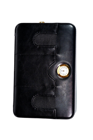 Cohiba Çakmak Kesicili Siyah Deri Puro Taşıma Çantası - Seyahat Humidoru