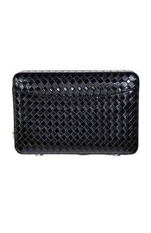 Cohiba Dahili Çakmaklı Siyah Mozaik Desenli Deri Puro Taşıma Çantası - Seyahat Humidoru