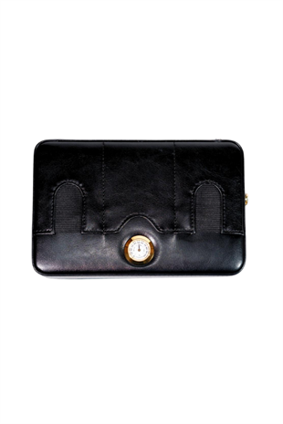 Cohiba Çakmak Kesicili Siyah Deri Puro Taşıma Çantası - Seyahat Humidoru