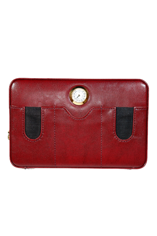 Cohiba Çakmak Kesicili Bordo Deri Puro Taşıma Çantası - Seyahat Humidoru