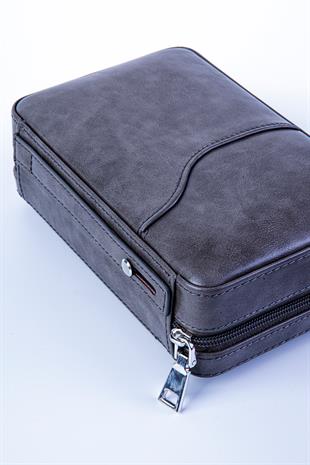 Cohiba Antrasit Çakmak Kesicili Deri Puro Taşıma Çantası & Seyahat Humidoru