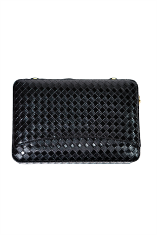 Cohiba Dahili Çakmaklı Siyah Mozaik Desenli Deri Puro Taşıma Çantası - Seyahat Humidoru