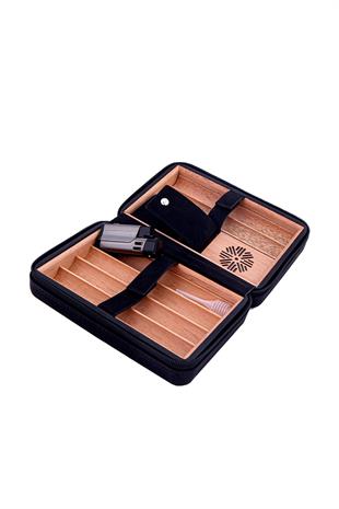 Cohiba Siyah Süet Puro Taşıma Çantası