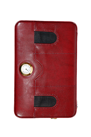 Cohiba Çakmak Kesicili Bordo Deri Puro Taşıma Çantası - Seyahat Humidoru