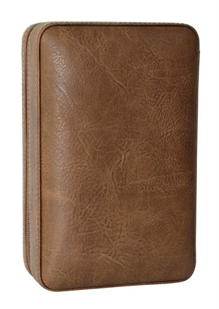 Cohiba Kahverengi Kesici ve Çakmaklı Deri Puro Taşıma Çantası